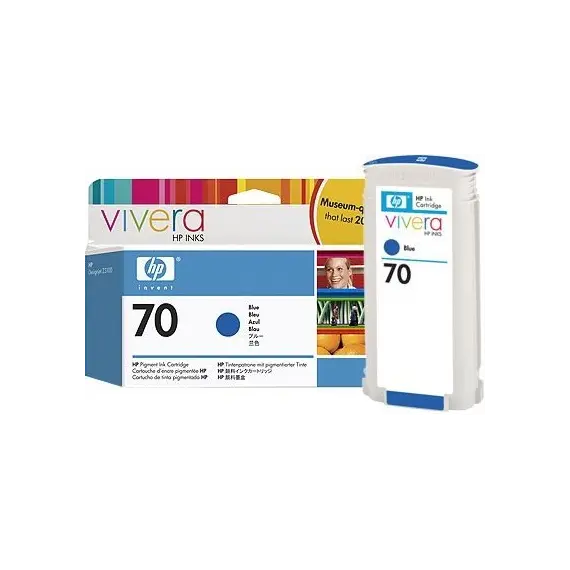 HP 70 original Ink cartridge C9458A blue standard capacity 130ml 1-pack with Vivera Ink cartridge