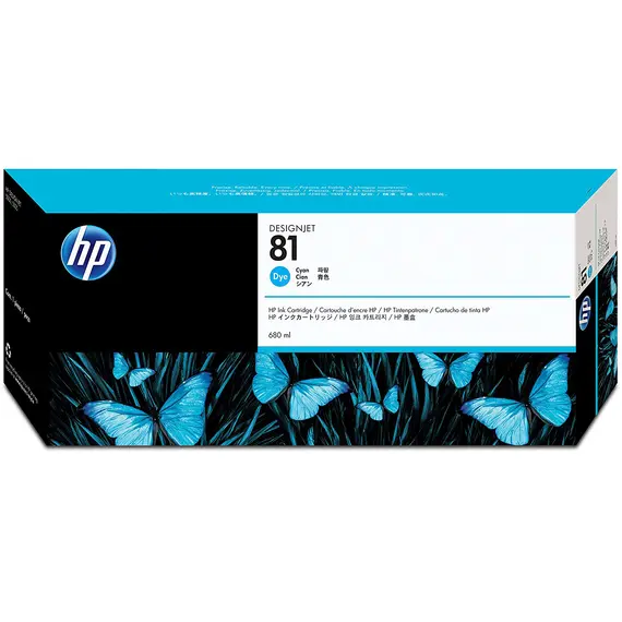 HP 81 original dye Ink cartridge C4931A cyan standard capacity 680ml 1-pack