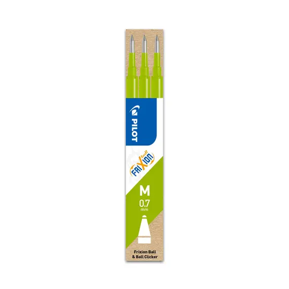Recarga Gel Pilot Frixion Ball Clicker Verde Lima 0,7mm 3un