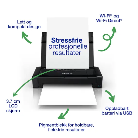 EPSON WorkForce WF-110W Printer colour ink-jet A4 5760x1440dpi 7ppm mono/4ppm colour capacity 20 sheets USB 2.0 Wi-Fi