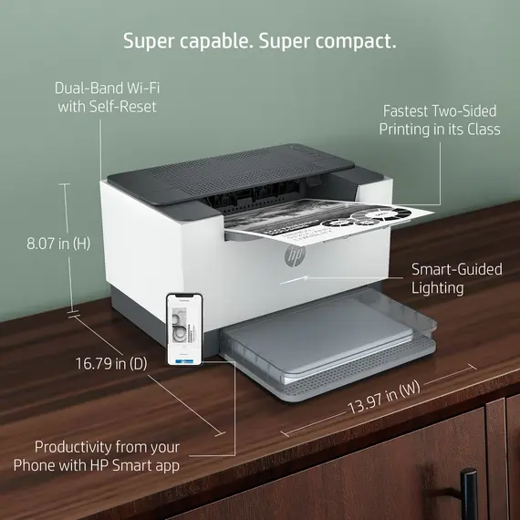 HP LaserJet M209dw Printer Mono B/W Duplex laser A4 600x600dpi 29ppm capacity: 150 sheets USB 2.0 LAN Wi-Fi Bluetooth LE