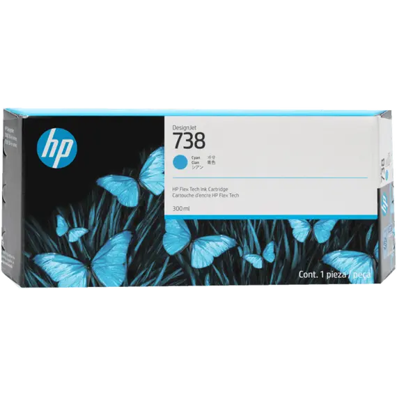 HP 738M 300-ml Cyan DesignJet Ink Cartridge