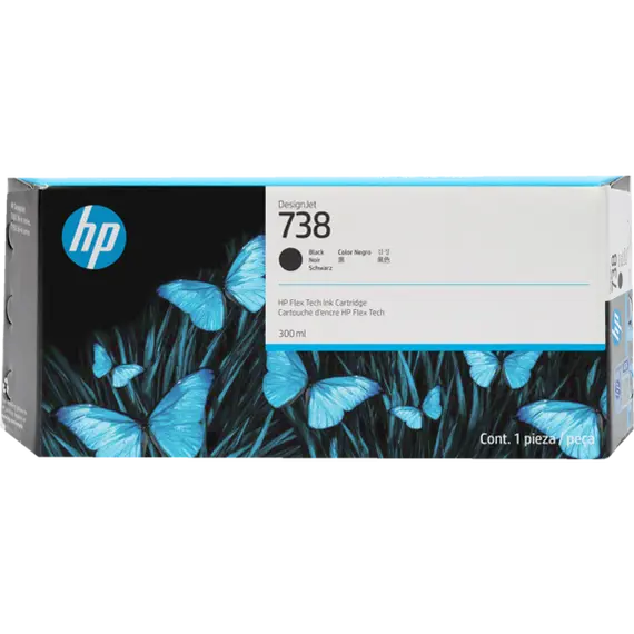HP 738 300-ml Black DesignJet Ink Cartridge