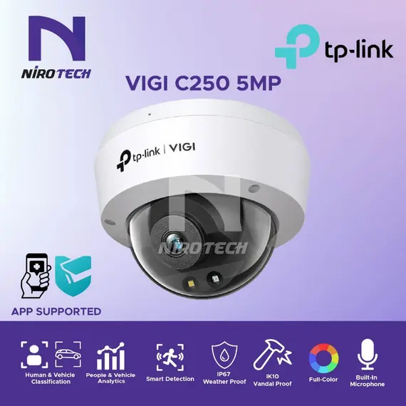 VIGI 5MP Full-Color Dome Network Camera Fixed Lens 2.8mm - VIGIC250(2.8mm)