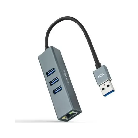 Hub USB 3.0 Nanocable 10.03.0407/ 3xUSB/ 1xRJ45/ Gris