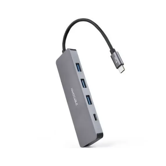 Hub USB Tipo-C Nanocable 10.16.4409/ 3xUSB/ 1xUSB Tipo-C/ Gris