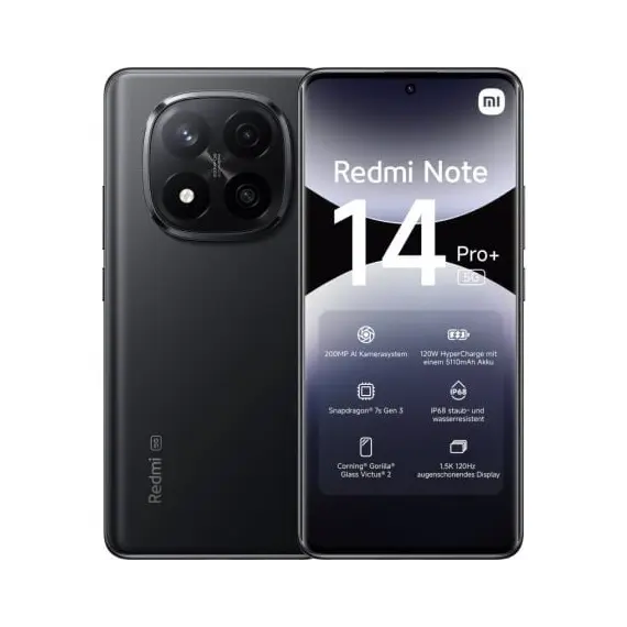 Smartphone Xiaomi Redmi Note 14 Pro+ 12GB/ 512GB/ 6.67'/ 5G/ Negro