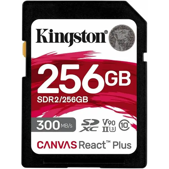 KINGSTON 256GB Canvas React Plus SDXC UHS-II 300R/260W U3 V90 for Full HD/4K/8K