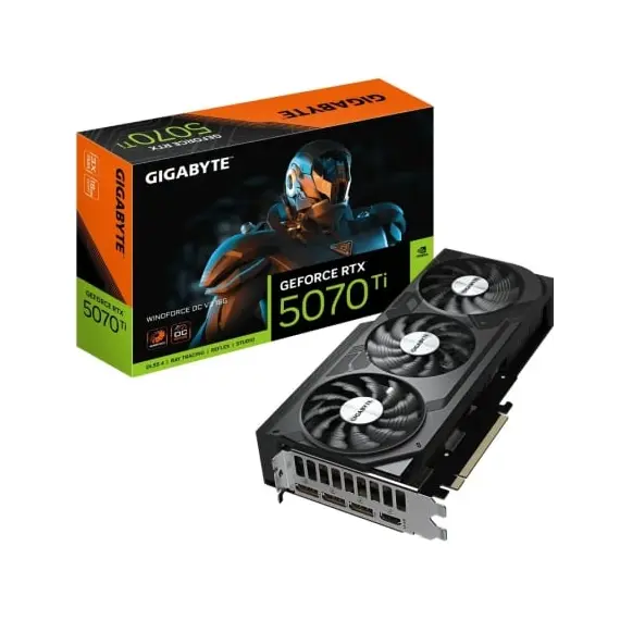 Tarjeta Gráfica Gigabyte GeForce RTX 5070 Ti WindForce OC V2/ 16GB GDDR7