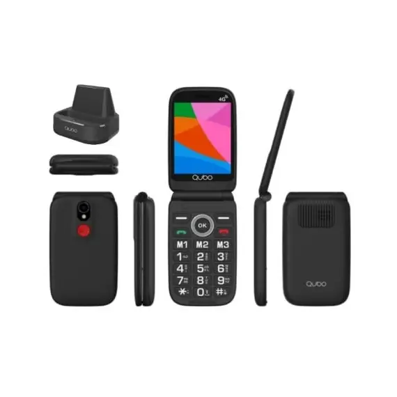 Teléfono Móvil Qubo X-340CB 4G para Personas Mayores/ Negro