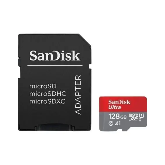 Tarjeta de Memoria SanDisk Ultra 128GB microSD XC con Adaptador/ Clase 10/ 140MBs