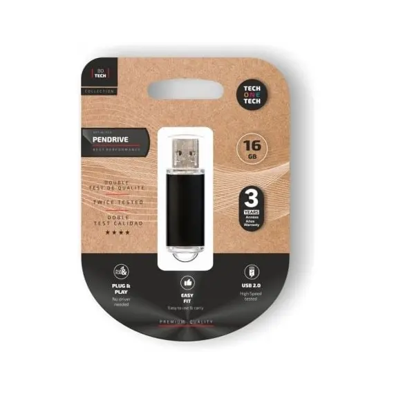 Pendrive 16GB Tech One Tech Basic USB 2.0/ Negro