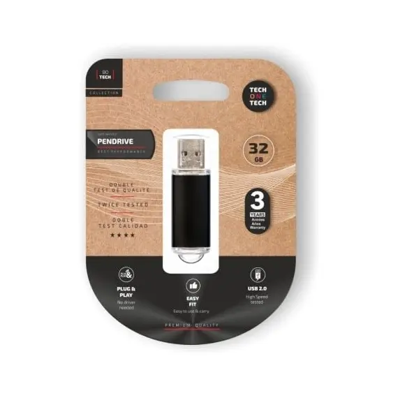 Pendrive 32GB Tech One Tech Basic USB 2.0/ Negro