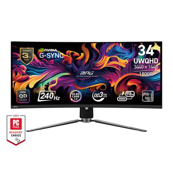 MSI MPG 341CQPX 34INCH QD-OLED 240Hz 0.03ms DP HDMI USB
