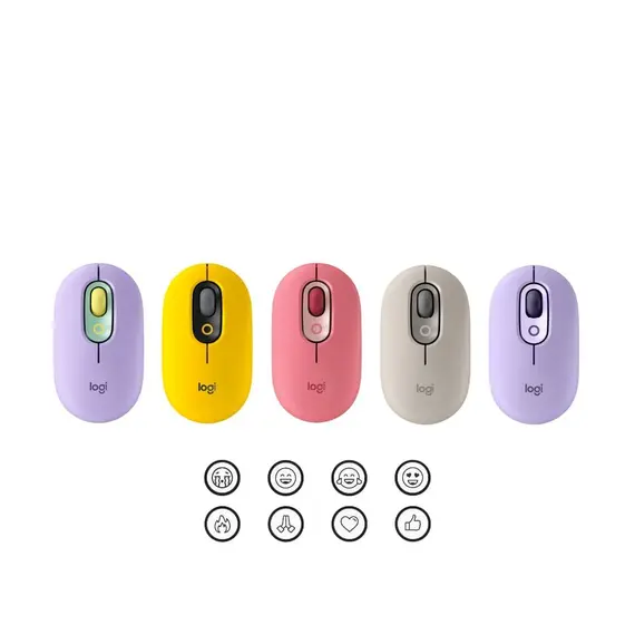 Logitech POP - Rato - emoji personalizável - óptico - 4 botões - sem fios - Bluetooth 5.1 LE - grafite