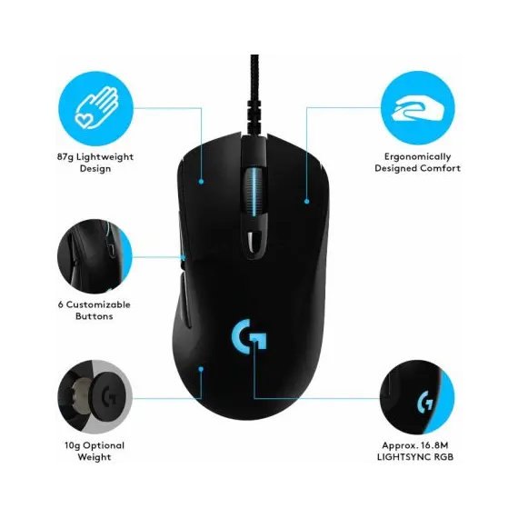 Logitech Gaming Mouse G403 HERO - Rato - óptico - 6 botões - com cabo - USB