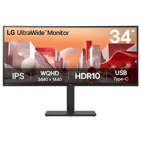 LG UltraWide 34BA75QE-B - Monitor LED - curvo - 34" - 3440 x 1440 WQHD @ 60 Hz - IPS - 300 cd/m² - 1000:1 - HDR10 - 5 ms - 2xHDMI, DisplayPort, USB-C