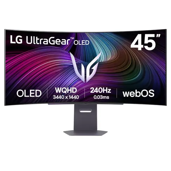 LG UltraGear 45GX90SA-B - Monitor OLED - gaming - curvo - 45" (44.5" visível) - 3440 x 1440 UWQHD @ 240 Hz - 1300 cd/m² - 1500000:1 - DisplayHDR 400 T