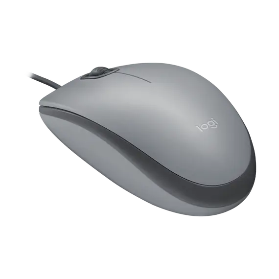 Logitech M110 Silent - Rato - destros e canhotos - óptico - 3 botões - com cabo - USB-A - cinza médio