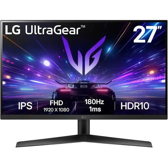 LG UltraGear 27GS60F-B - Monitor LED - gaming - 27" - 1920 x 1080 Full HD (1080p) @ 180 Hz - IPS - 300 cd/m² - 1000:1 - HDR10 - 1 ms - HDMI, DisplayPo