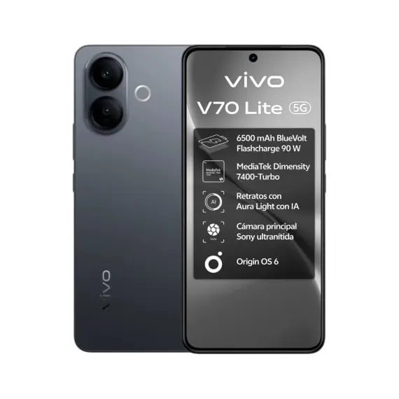 Smartphone Vivo V70 Lite 6GB/ 128GB/ 6.77'/ 5G/ Negro
