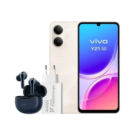 Smartphone Vivo Y21 4GB/ 256GB/ 6.74'/ 5G/ Oro/ Incluye Cargador + Auriculares