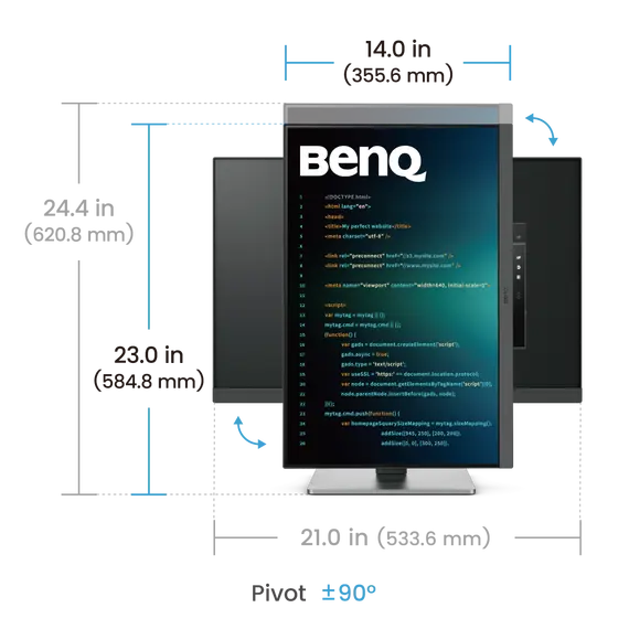 BenQ RD240Q - Monitor LED - 24.1" - 2560 x 1600 WQXGA @ 60 Hz - IPS - 300 cd/m² - 1000:1 - HDR10 - 5 ms - HDMI, DisplayPort, USB-C - headset / alto-fa