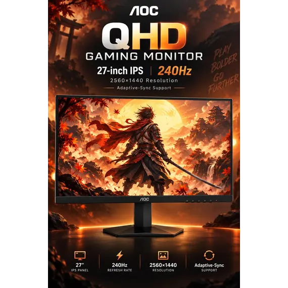 AOC Q27U3CV - Graphic Pro Series - monitor LED - 27" - 2560 x 1440 QHD @ 75 Hz - IPS - 1000:1 - DisplayHDR 400 - 4 ms - HDMI, DisplayPort, USB-C - alt