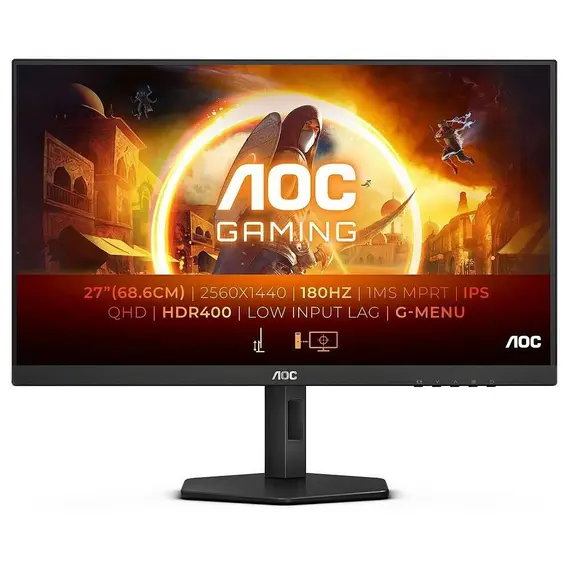 AOC Gaming Q27G4XN - G4 Series - monitor LED - gaming - 27" - 2560 x 1440 QHD @ 180 Hz - Fast VA - 300 cd/m² - 5000:1 - HDR10 - 0.5 ms - 2xHDMI, Displ