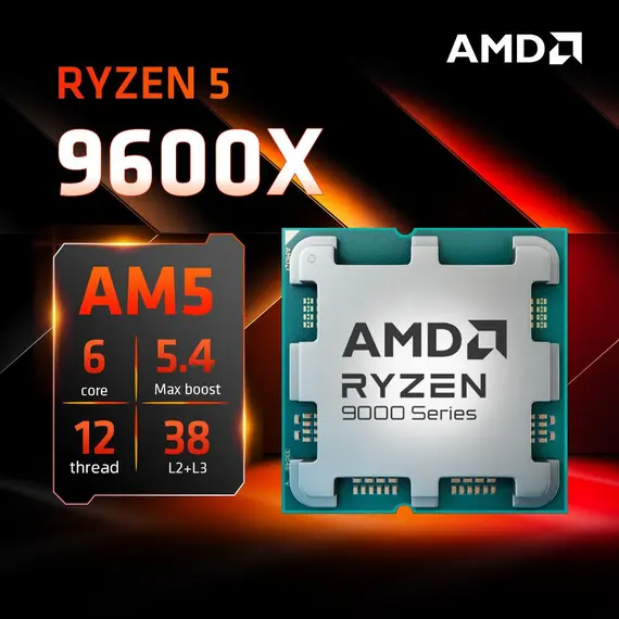 AMD Ryzen 5 9600X - 3.9 GHz - 6 núcleos - 12 threads - 32 MB cache - Socket AM5 - OEM