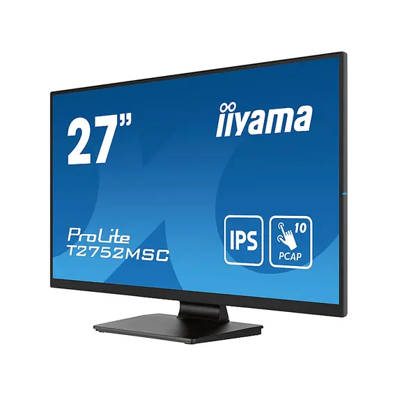 iiyama ProLite T2755QSC-B1 - Monitor LED - 27" - ecrã de toque - 2560 x 1440 WQHD @ 75 Hz - IPS - 400 cd/m² - 1000:1 - 5 ms - HDMI, DisplayPort - alti