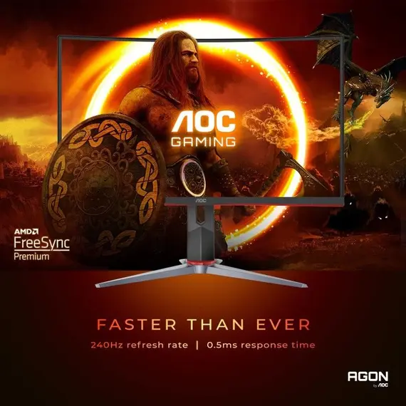 AOC Gaming C27G2Z3/BK - Monitor LED - gaming - curvo - 27" - 1920 x 1080 Full HD (1080p) @ 280 Hz - Fast VA - 300 cd/m² - 4000:1 - HDR10 - 0.5 ms - 2x