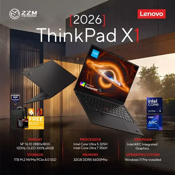LENOVO ThinkPad X1 2-in-1 Gen 11 Intel Core Ultra 7 355 14inch 2.8K OLED 32GB 1TB Integrated Intel AI Boost up to 49 TOPS W11P 3Y