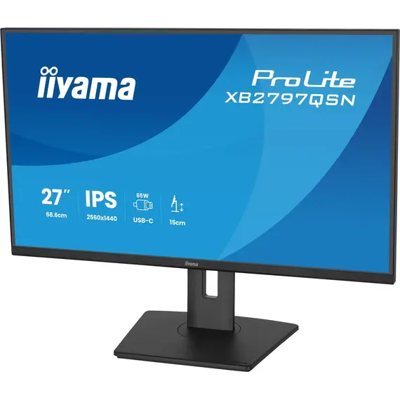 iiyama ProLite XUB2797QSN-B1 - Monitor LED - 27" - 2560 x 1440 WQHD @ 100 Hz - IPS - 250 cd/m² - 1300:1 - 1 ms - HDMI, DisplayPort, USB-C - altifalant