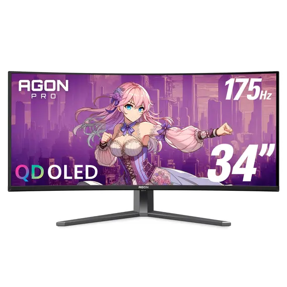 AOC AGON PRO AG346UCD - Monitor OLED - gaming - curvo - 34" - 3440 x 1440 @ 175 Hz - 15000000:1 - DisplayHDR 400 True Black - 0.03 ms - 2xHDMI, Displa
