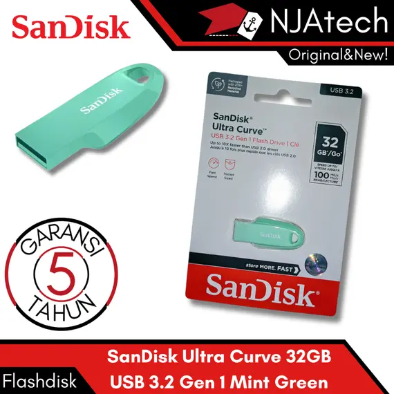 SanDisk Ultra Curve - Drive flash USB - 32 GB - USB 3.2 Gen 1 - verde