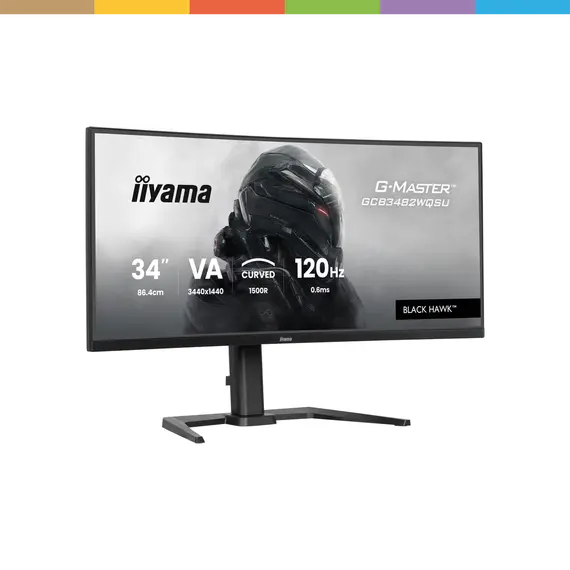 Iiyama GCB3482WQSU-B1 - Monitor LED - gaming - curvo - 34" - 3440 x 1440 WQHD @ 120 Hz - VA - 500 cd/m² - 3000:1 - 0.6 ms - 2xHDMI, DisplayPort - alti