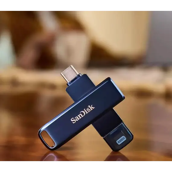 SanDisk Phone Drive - Drive flash USB - 256 GB - USB-C / Lightning - céu metálico