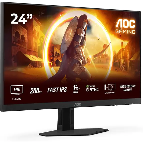 AOC Gaming 24G4HRE - Monitor LED - gaming - 24" (23.8" visível) - 1920 x 1080 Full HD (1080p) @ 200 Hz - Fast IPS - 300 cd/m² - HDR10 - 0.5 ms - 2xHDM