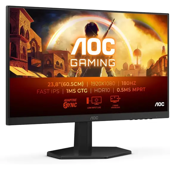 AOC Gaming 24G42E - Monitor LED - gaming - 24" (23.8" visível) - 1920 x 1080 Full HD (1080p) @ 180 Hz - Fast IPS - 300 cd/m² - 1000:1 - HDR10 - 0.5 ms