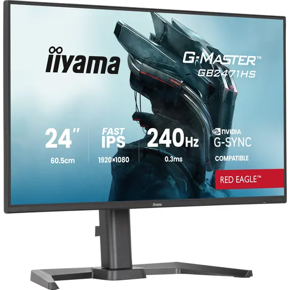 iiyama G-MASTER Red Eagle G2471HS-B1 - Monitor LED - gaming - 24" - 1920 x 1080 Full HD (1080p) @ 240 Hz - Fast IPS - 350 cd/m² - 1000:1 - 0.3 ms - HD