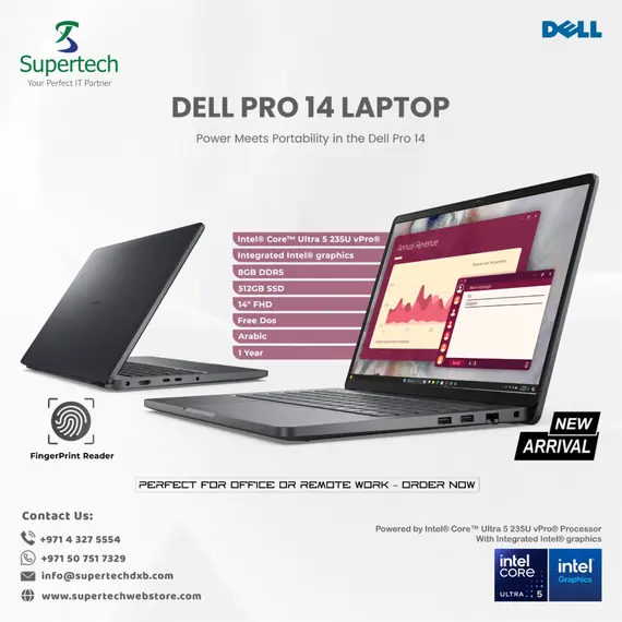 Dell Pro 14 PC14250 - AI PC - Intel Core Ultra 5 - 235U / até 4.9 GHz - vPro Enterprise - Win 11 Pro - Intel Graphics - 16 GB RAM - 512 GB SSD NVMe