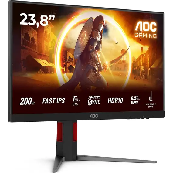 AOC Gaming 24G4HA - Monitor LED - gaming - 24" (23.8" visível) - 1920 x 1080 Full HD (1080p) @ 200 Hz - Fast IPS - 300 cd/m² - HDR10 - 0.5 ms - 2xHDMI