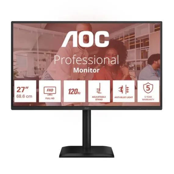 AOC 27E4CV - Monitor LED - 27" - 1920 x 1080 Full HD (1080p) @ 120 Hz - IPS - 300 cd/m² - 1500:1 - 4 ms - HDMI, DisplayPort, USB-C - altifalantes - pr