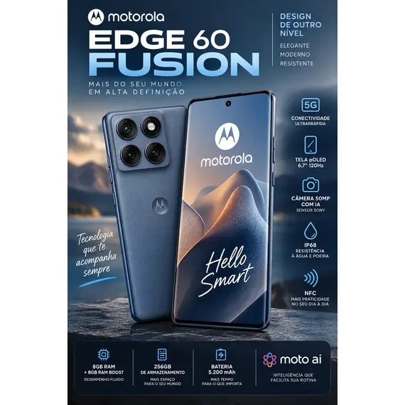Motorola Edge 60 Pro - 5G smartphone - SIM duplo - RAM 12 GB / Memória Interna 512 GB - ecrã pOLED - 6.7" - 2712 x 1220 pixeis - (120 Hz) - 3x câmaras