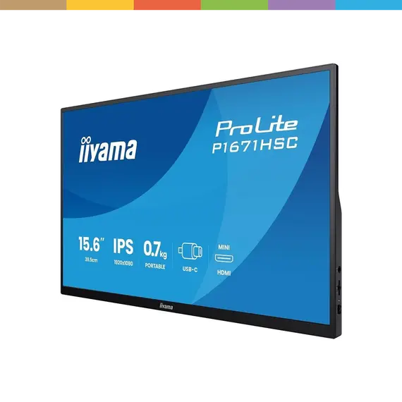 iiyama ProLite P1671HSC-B1 - Monitor LED - 15.6" - moldura aberta - 1920 x 1080 Full HD (1080p) @ 60 Hz - IPS - 250 cd/m² - 1000:1 - 3 ms - Mini HDMI,