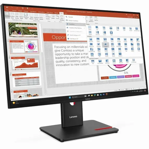 Lenovo ThinkVision E27-40 - Monitor LED - 27" - 1920 x 1080 Full HD (1080p) - IPS - 300 cd/m² - 1500:1 - 4 ms - HDMI, VGA, DisplayPort - altifalantes