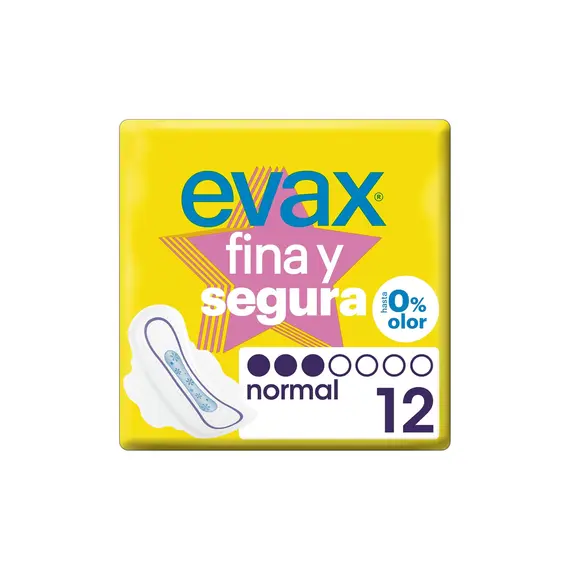 Pensos Higiénicos Evax Fina & Segura Normal com Alas 12un