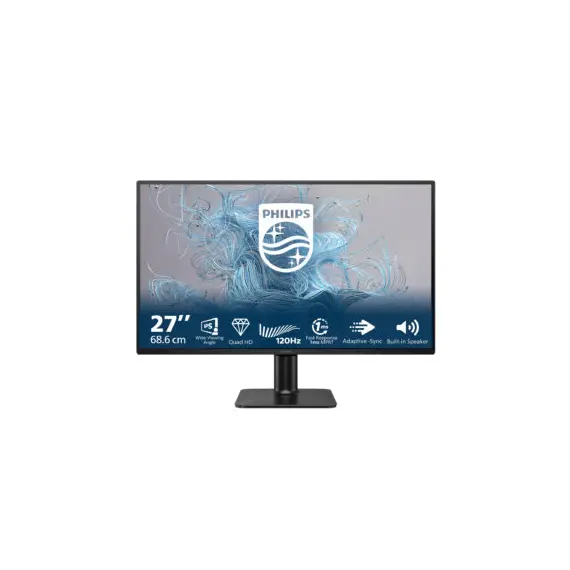 Philips 27E2N2500 - 2000 Series - monitor LED - 27" - 2560 x 1440 QHD @ 120 Hz - IPS - 300 cd/m² - 1500:1 - HDR10 - 4 ms - HDMI, DisplayPort - preto