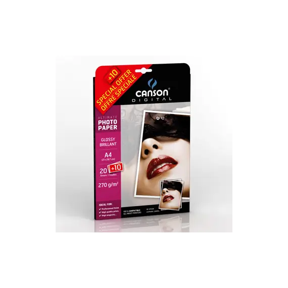 Papel A4 270g Fotográfico Pack Promo Ultimate Gloss 20+10